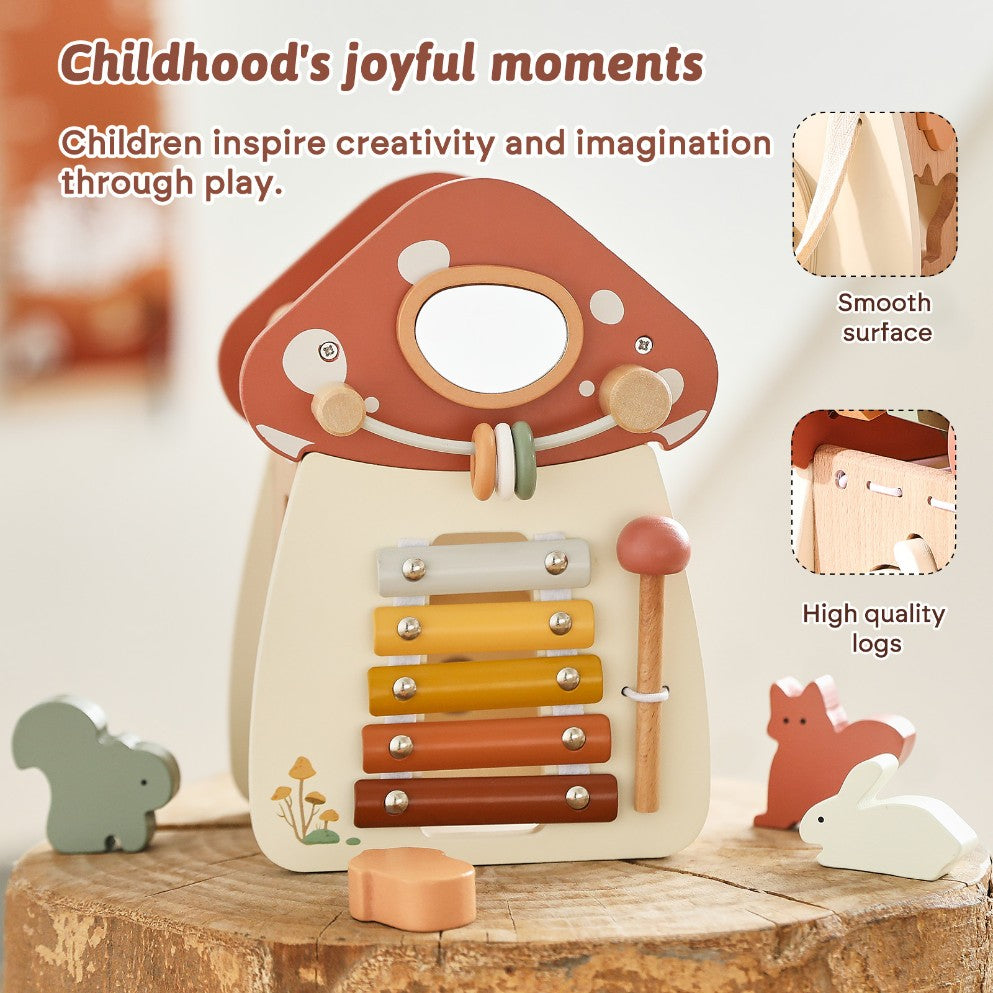 Wooden Multi Play Mushroom Fairy House Toy Montessori inspired