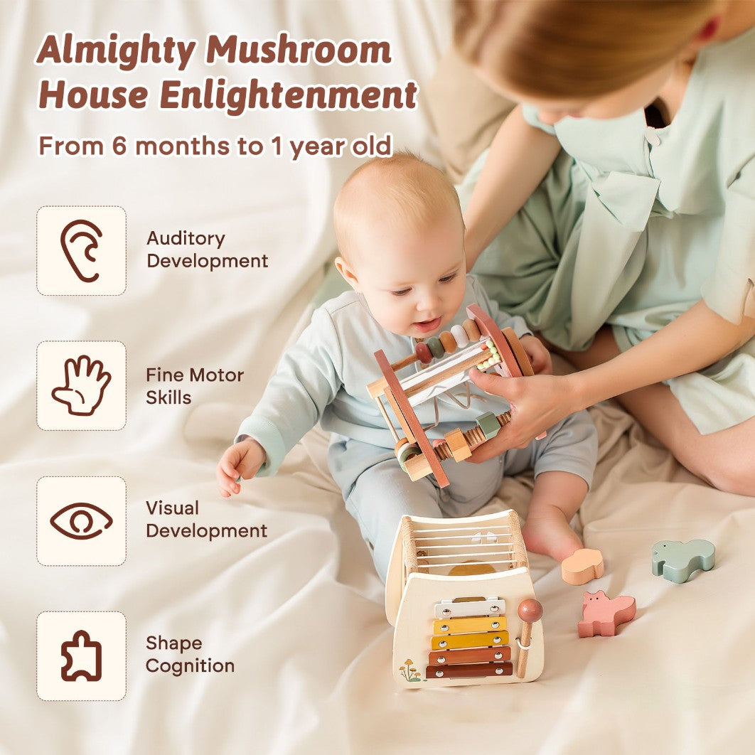 Wooden Multi Play Mushroom Fairy House Toy Montessori inspired