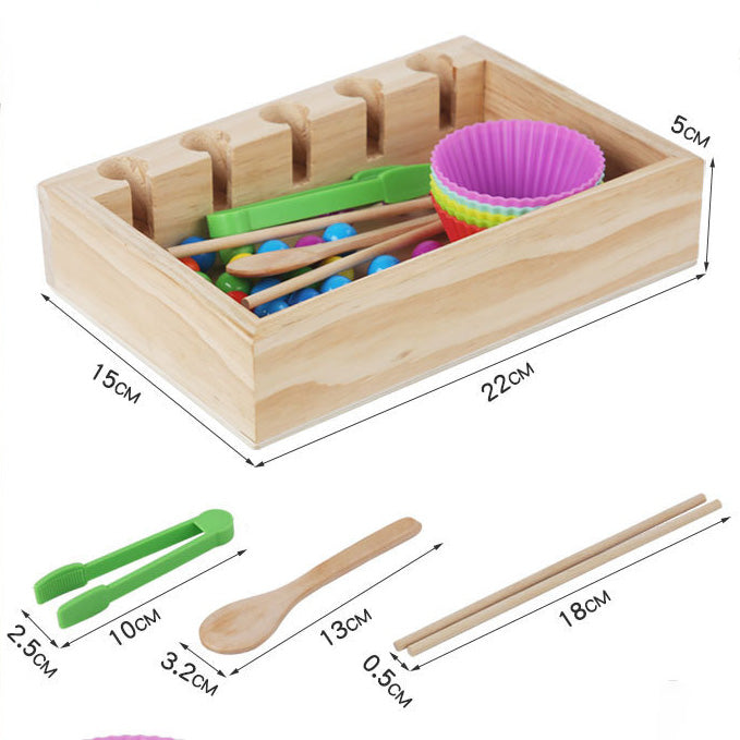 Montessori Inspired Wooden Ball Colour Sorting with Test Tube & Number Cards