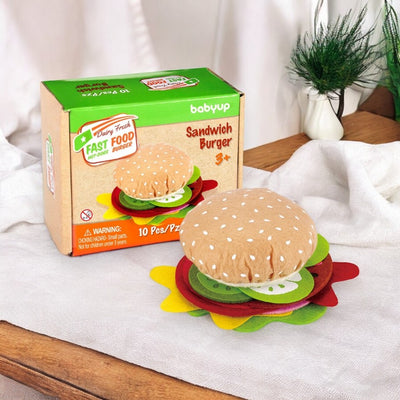Felt Burger Sandwich Hotdog Pretend Play Kitchen Food Toy