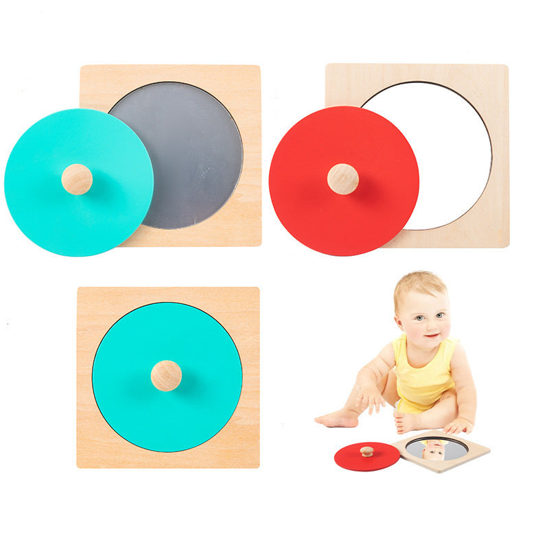 Wooden sensory toy mirror enhance visual perception