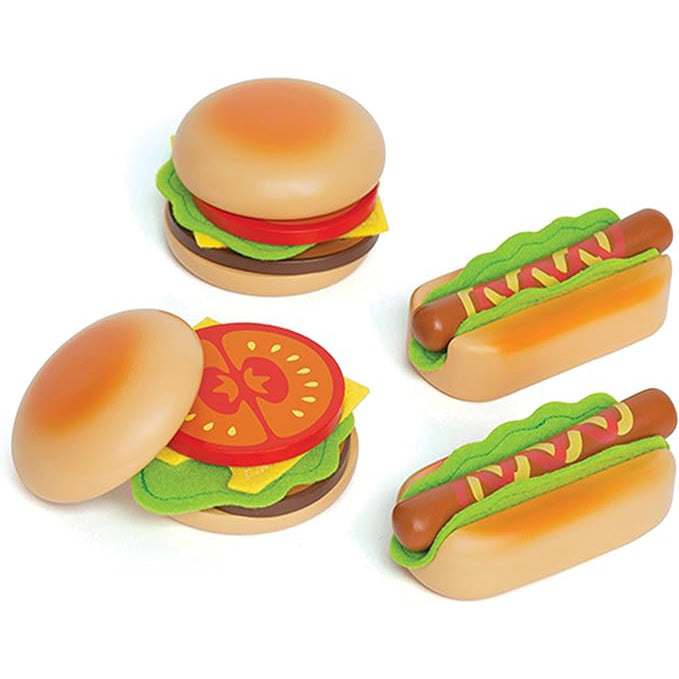 Hape Hamburgers and Hot Dogs. Kitchen Pretend Play Food Toy