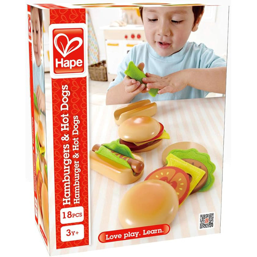 Hape Hamburgers and Hot Dogs. Kitchen Pretend Play Food Toy