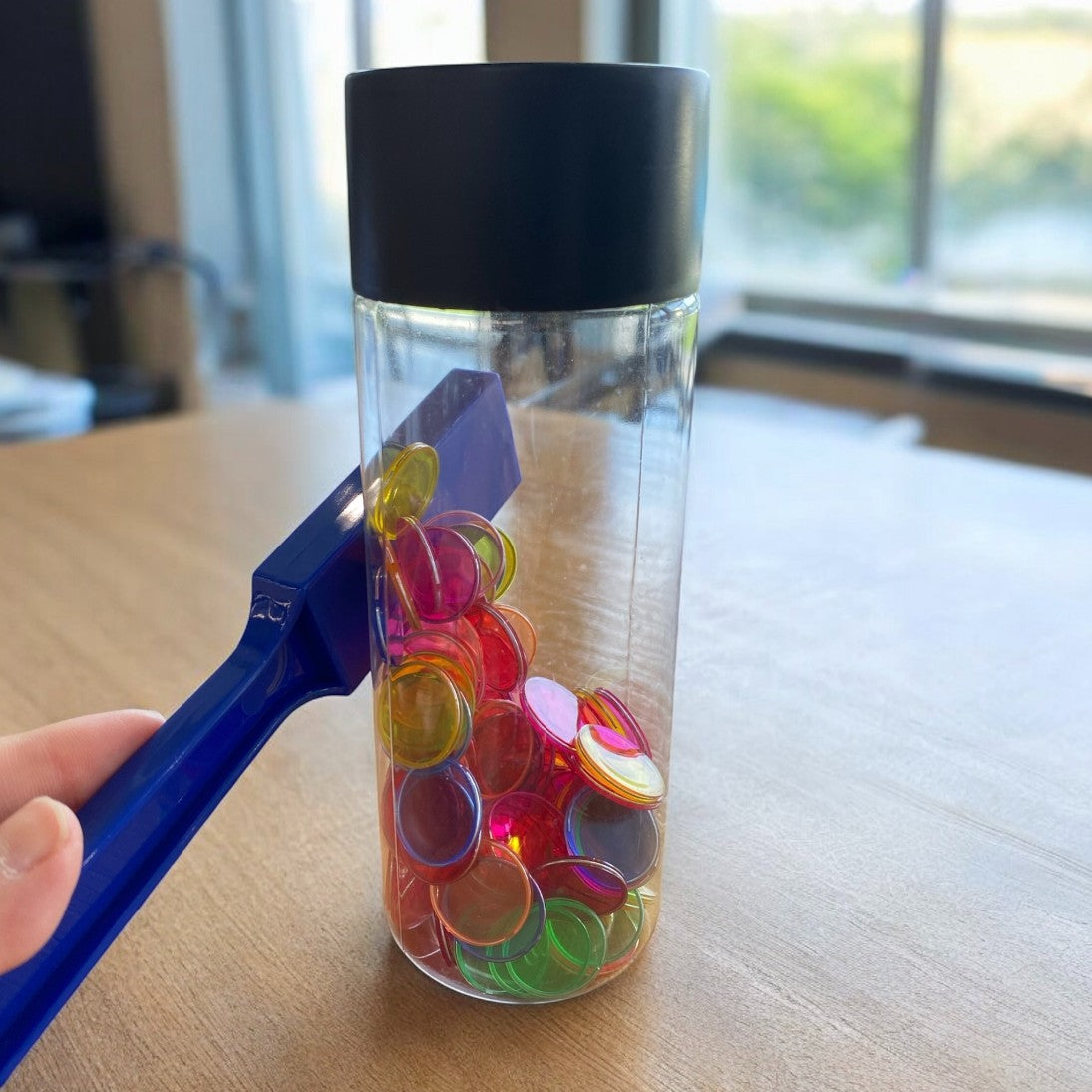 Magnetic Stick and 100 Counters with Sensory Bottle