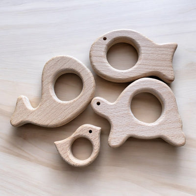 Mini tiny wooden animal teether. Perfect for small hands