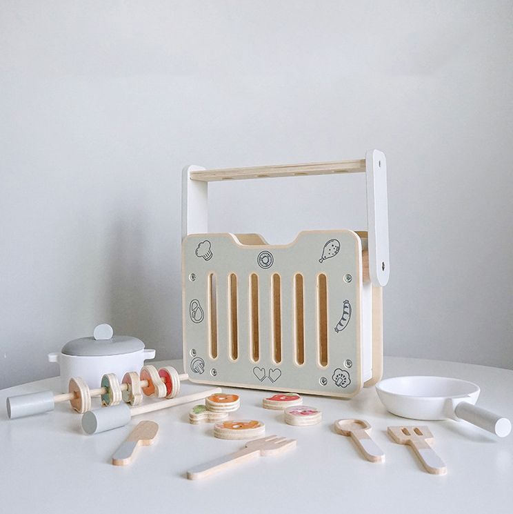 Korean brand. Wooden kitchen BBQ play set. Pretend Play