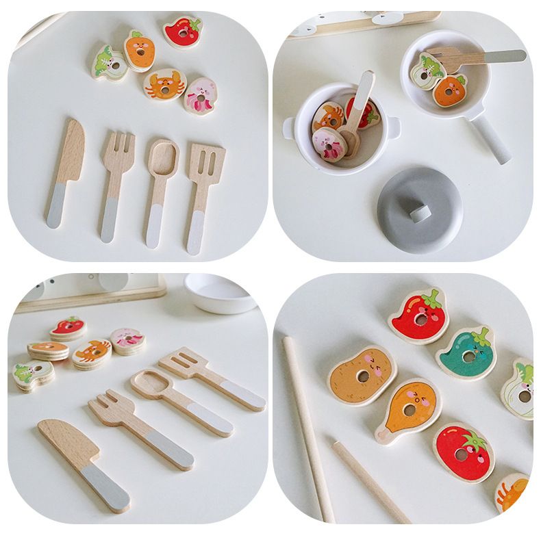 Korean brand. Wooden kitchen BBQ play set. Pretend Play