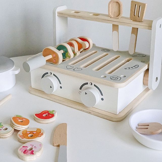 Korean brand. Wooden kitchen BBQ play set. Pretend Play