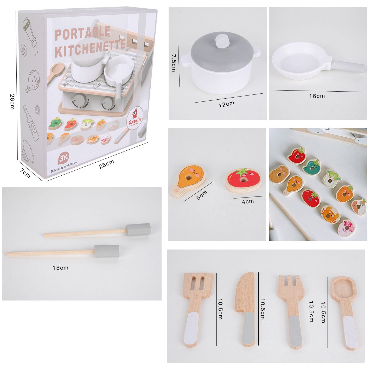 Korean brand. Wooden kitchen BBQ play set. Pretend Play