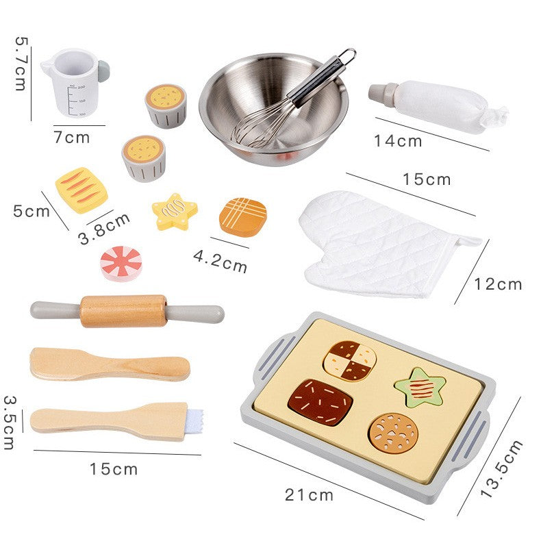 Wooden Cookie Baking Complete Kitchen Pretend Role Play Set