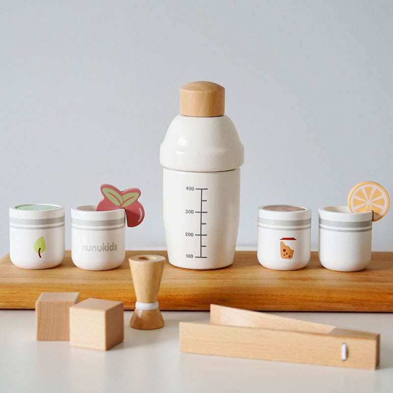 Wooden Milk Tea Set. Kitchen Pretend Play Toy