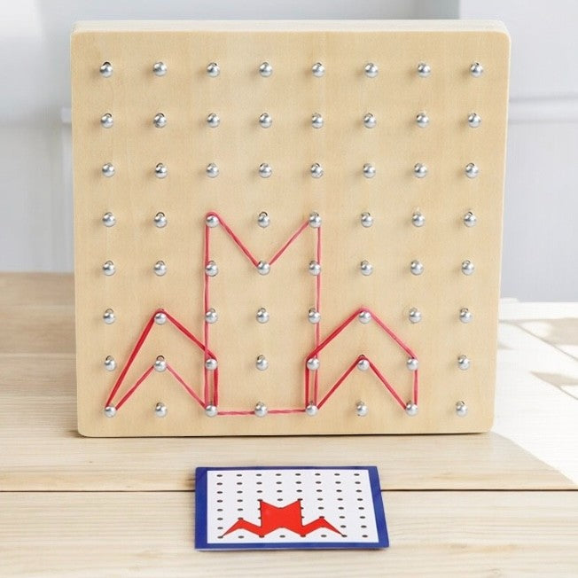 Wooden Rubber Band Shape Creation Board Montessori inspired