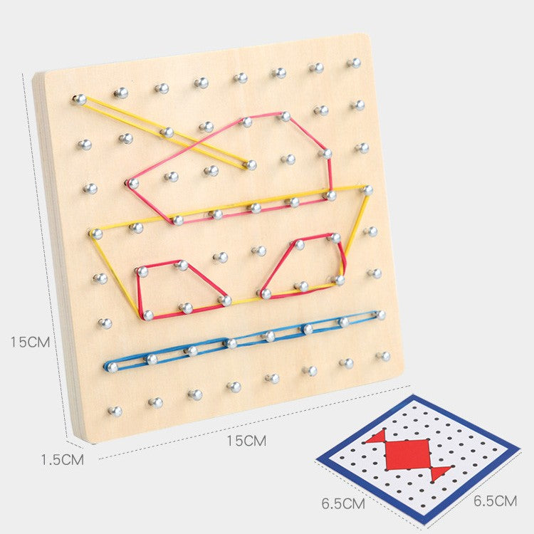 Wooden Rubber Band Shape Creation Board Montessori inspired