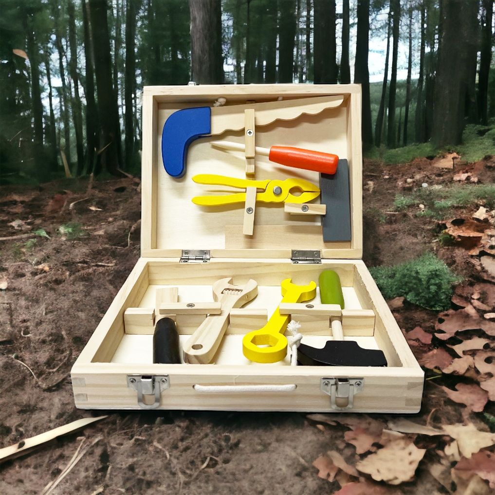 Urban Toys Wooden Tool Box. Toddler Pretend Play Set