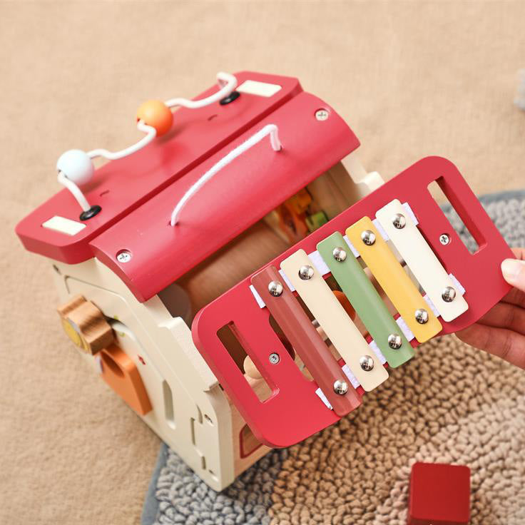 Montessori-Inspired Multi-Activity Wooden House Toy