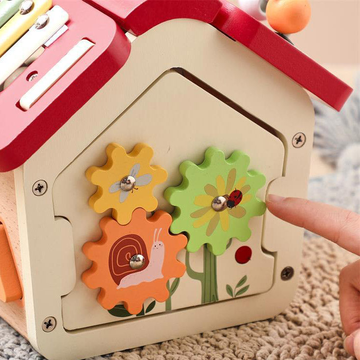 Montessori-Inspired Multi-Activity Wooden House Toy