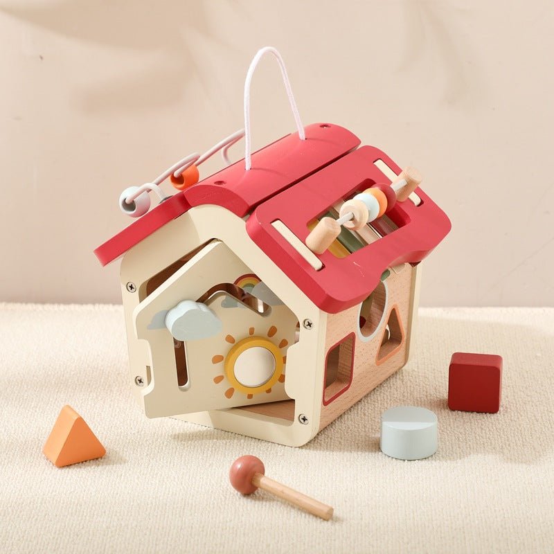 Montessori-Inspired Multi-Activity Wooden House Toy