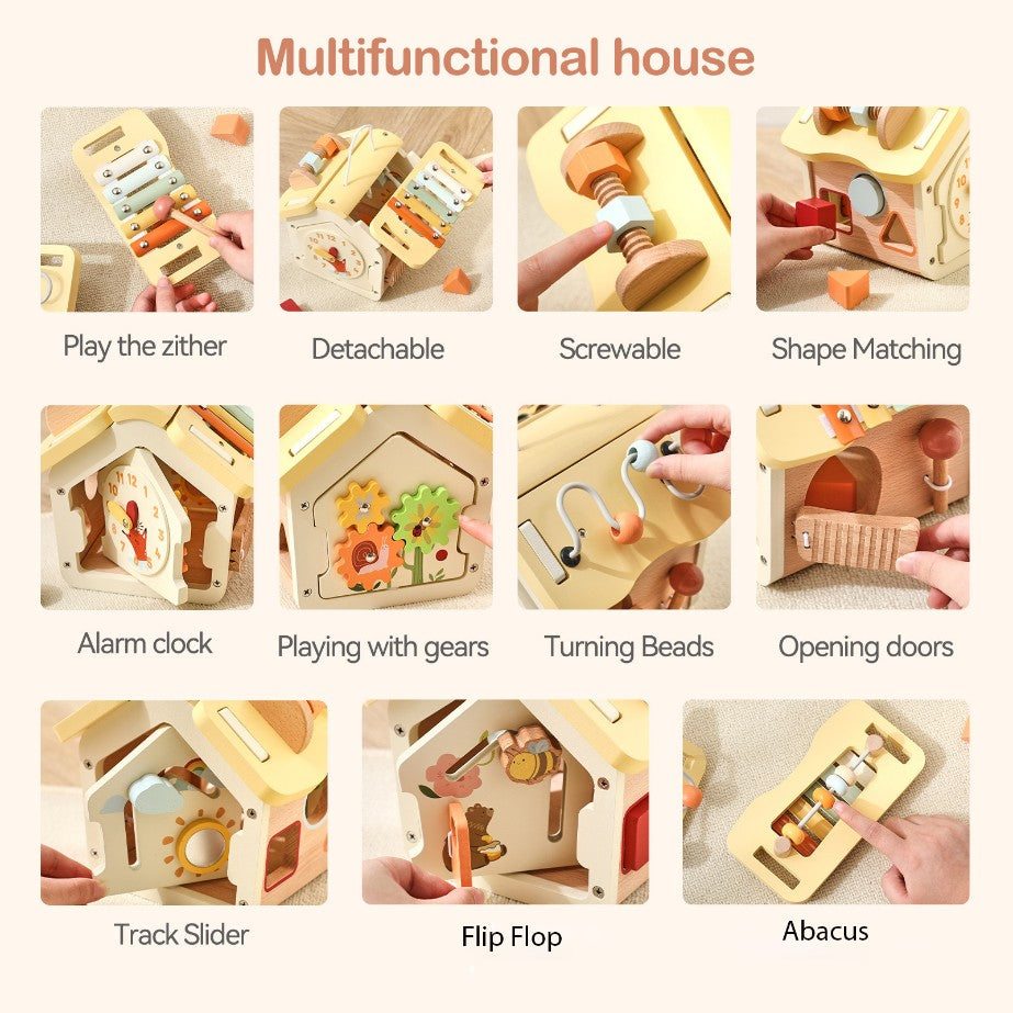 Montessori-Inspired Multi-Activity Wooden House Toy