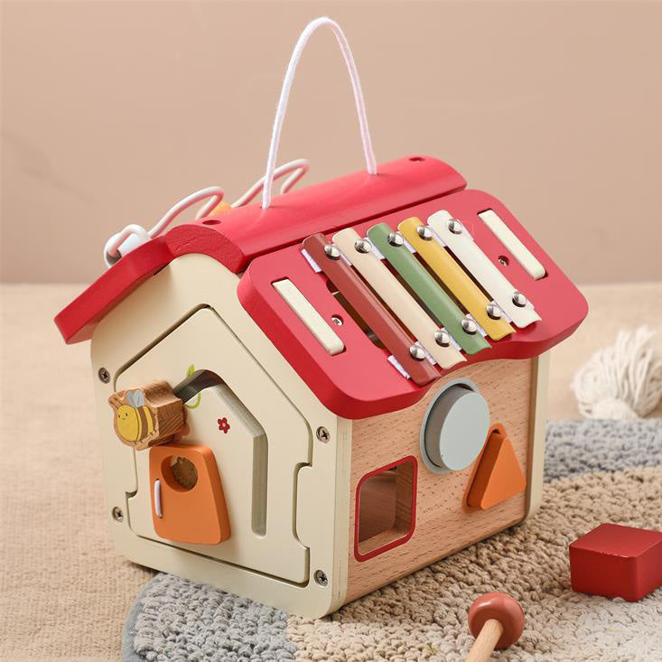 Montessori-Inspired Multi-Activity Wooden House Toy