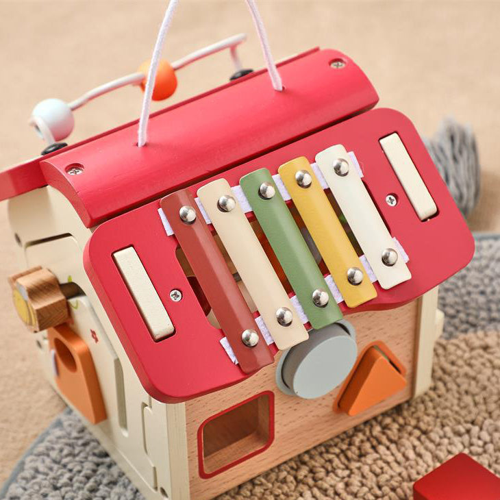 Montessori-Inspired Multi-Activity Wooden House Toy