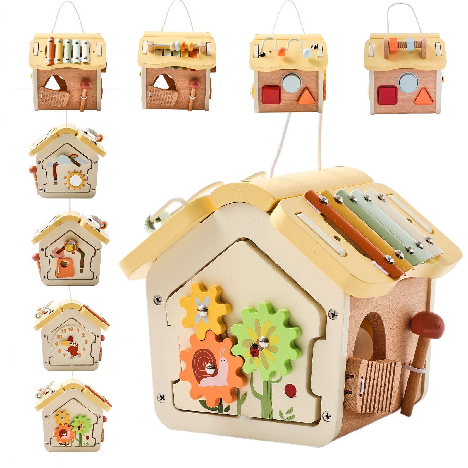 Multi Activity Wooden House Toy Montessori inspired