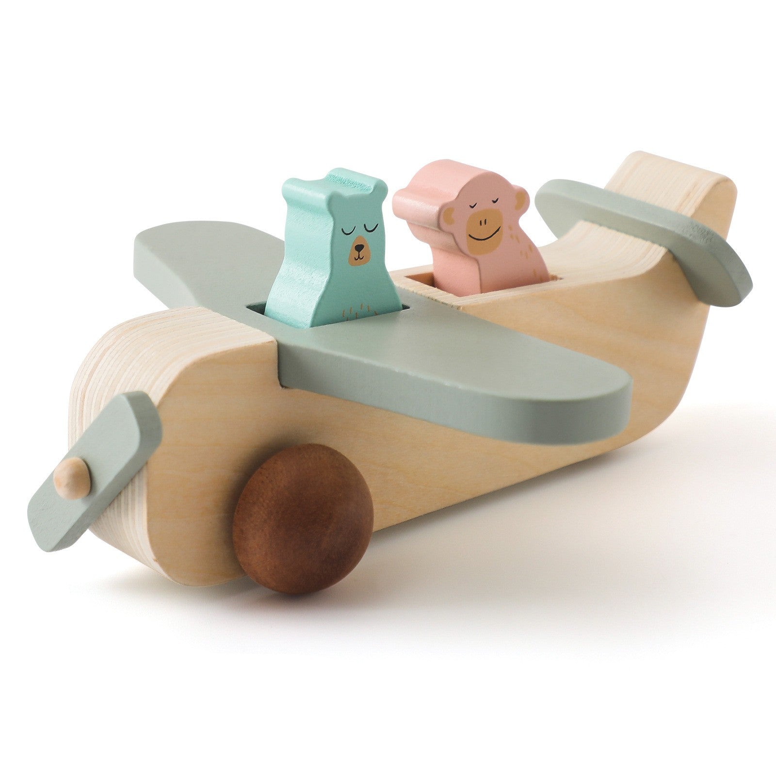 Wooden airplane with passengers. Pretend Play Children Toy Gift