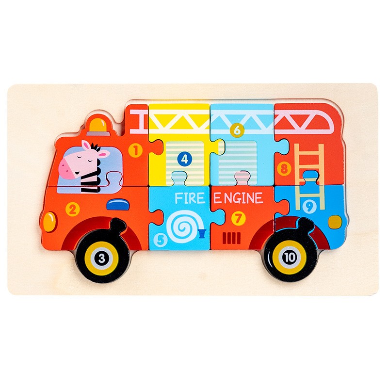 Wooden Big Block Toddler Jigsaw Puzzles Transportation theme