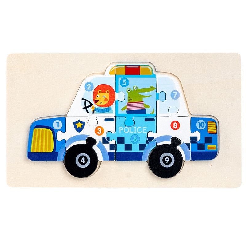 Wooden Big Block Toddler Jigsaw Puzzles Transportation theme