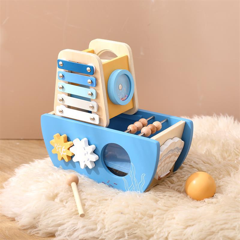 5-in-1 Multi Activity Wooden Boat Toy Montessori inspired