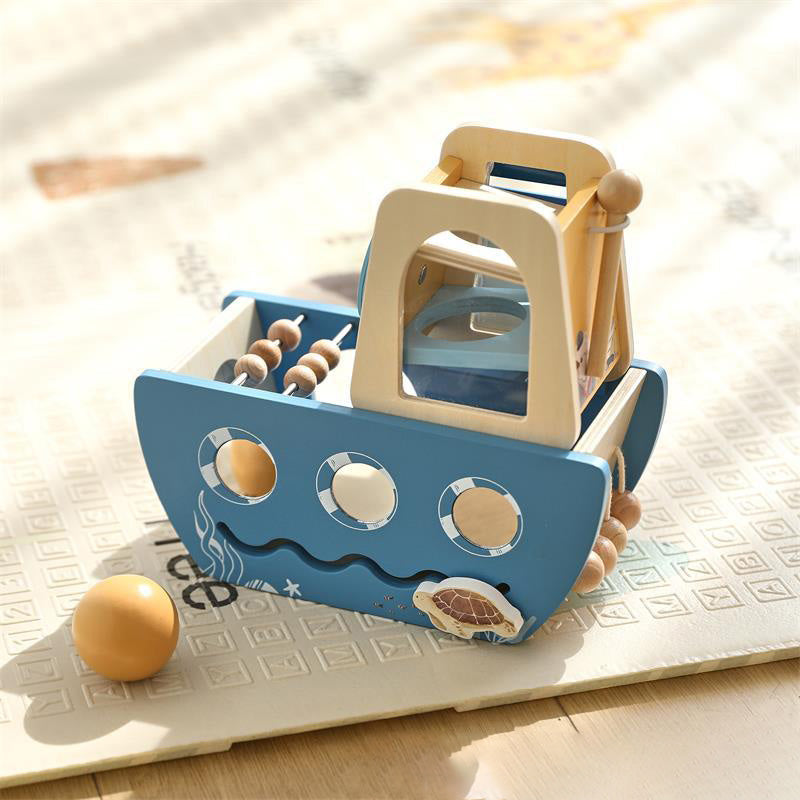 5-in-1 Multi Activity Wooden Boat Toy Montessori inspired