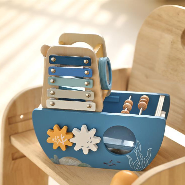 5-in-1 Multi Activity Wooden Boat Toy Montessori inspired