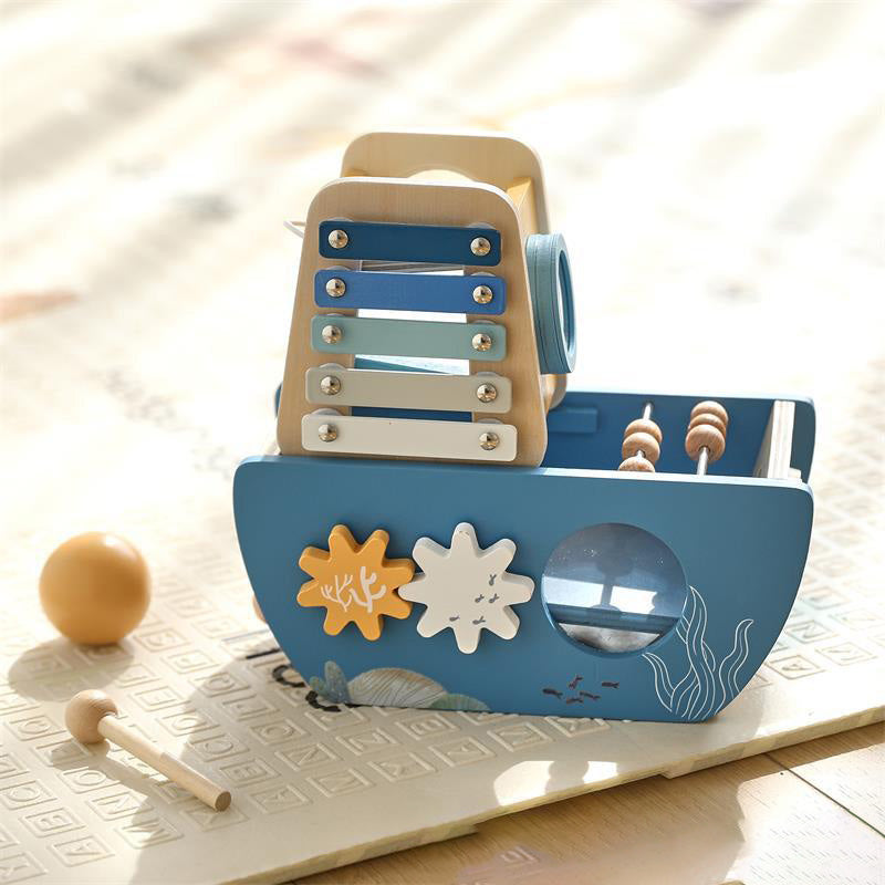 5-in-1 Multi Activity Wooden Boat Toy Montessori inspired