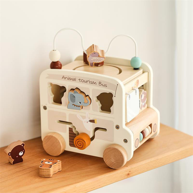 Montessori Inspired 8-in-1 Wooden Bus Multi Activity Toy