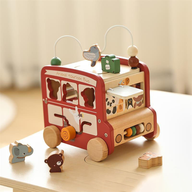 Montessori Inspired 8-in-1 Wooden Bus Multi Activity Toy