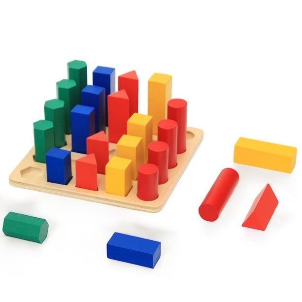 Montessori Knobless Cylinders Educational Toy Unlock your child's potential with the Montessori Knobless Cylinders Educational Toy, a timeless educational tool designed to foster early learning and visual discrimination skills. Crafted with precision and care, this toy offers a hands-on experience that nurtures your child's cognitive development while engaging their senses in a safe and stimulating environment.  Key Features:  Montessori Learning: Rooted in the principles of Montessori education, this toy i