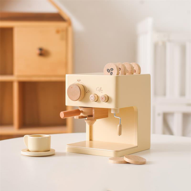 Wooden Expresso Coffee Maker Kitchen Pretend Play Toy