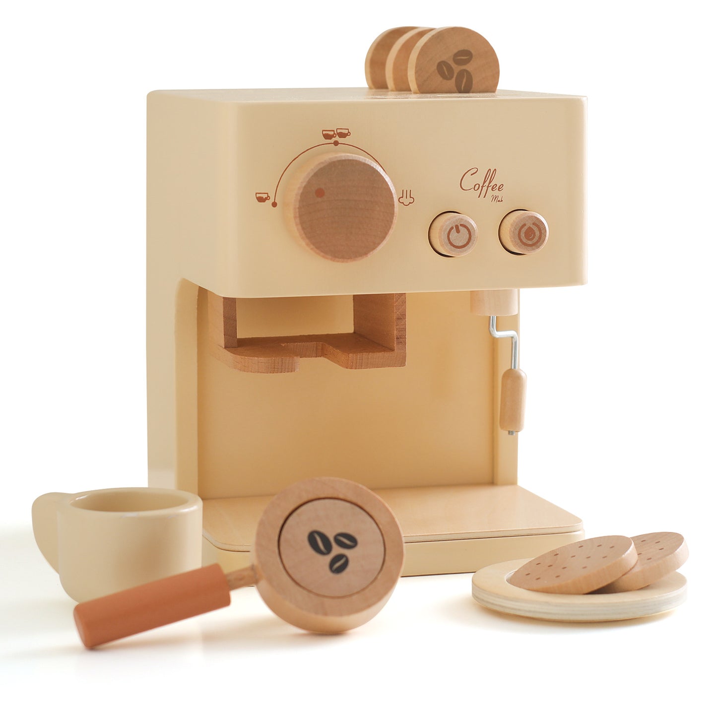 Wooden Expresso Coffee Maker Kitchen Pretend Play Toy