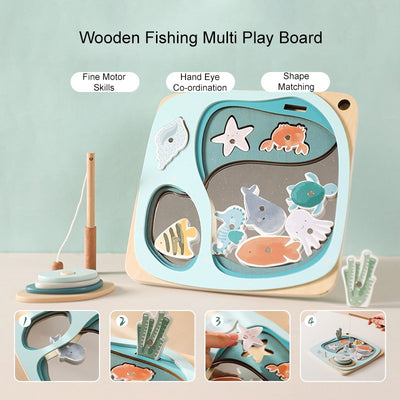 Wooden Fishing Multi Play Toy Fine Motor Montessori inspired