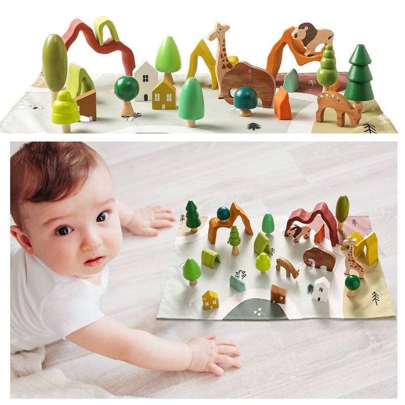 Montessori Inspired Wooden Forest Scene Animal Pretend Play