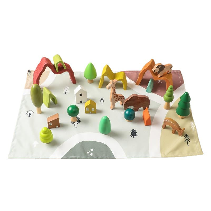 Montessori Inspired Wooden Forest Scene Animal Pretend Play