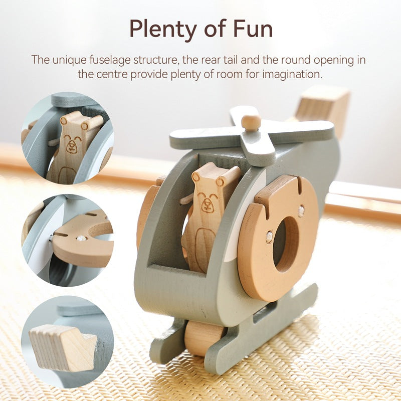 Wooden Helicopter Pretend Play Toy