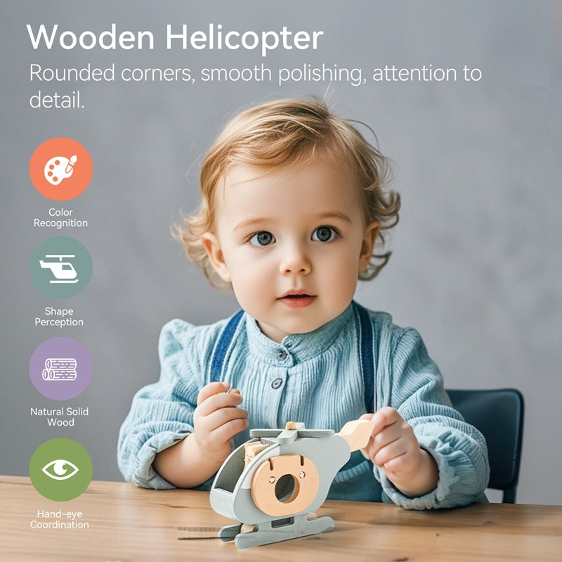 Wooden Helicopter Pretend Play Toy