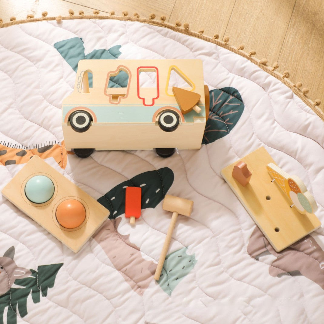 Wooden Ice Cream Truck Kitchen Pretend Play Toy Montessori