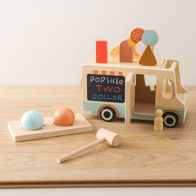 Wooden Ice Cream Truck Kitchen Pretend Play Toy Montessori