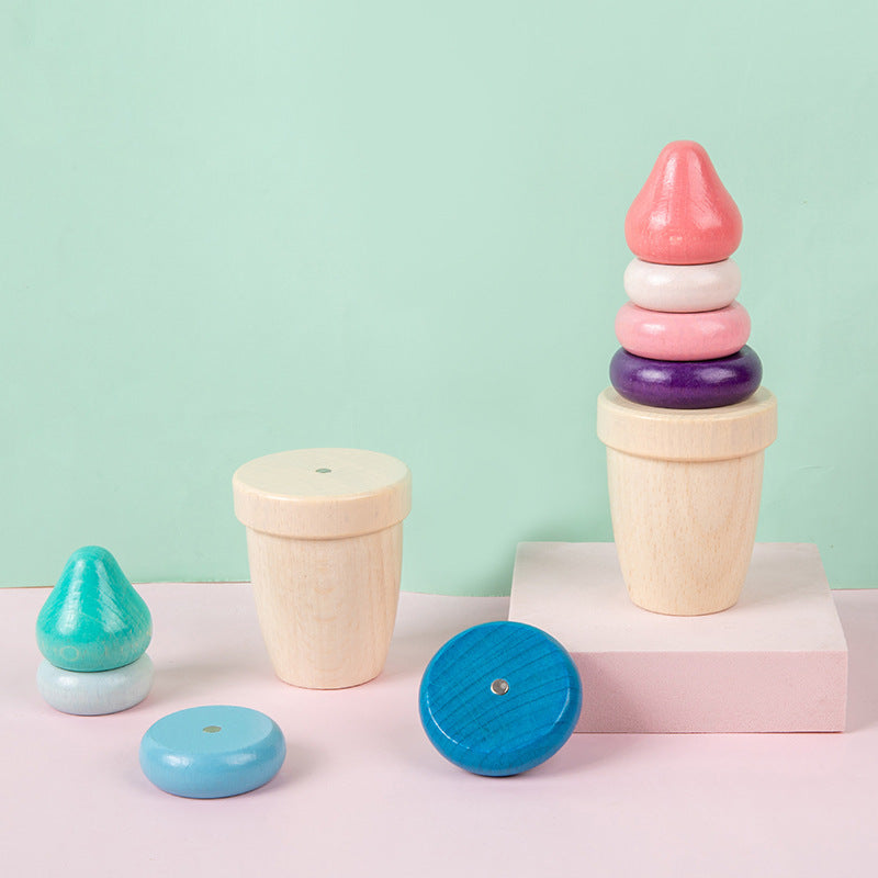 Wooden Magnetic Ice Cream Cone Pretend Play Kitchen FoodToy