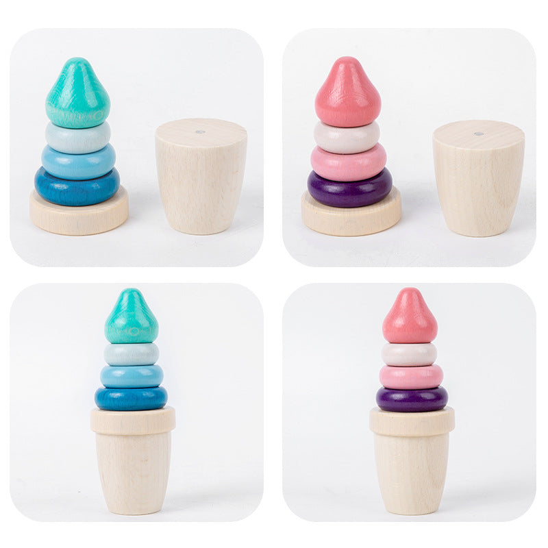 Wooden Magnetic Ice Cream Cone Pretend Play Kitchen FoodToy