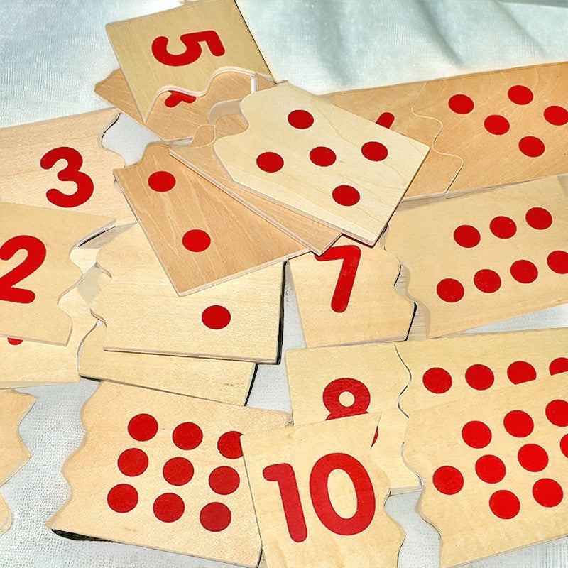 Montessori Wooden number matching board with box