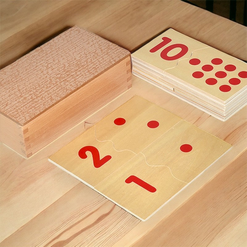 Montessori Wooden number matching board with box