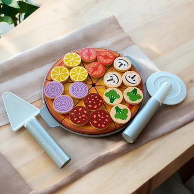 Wooden Pizza Set Pretend Play Kitchen Set. Wooden Food Toy