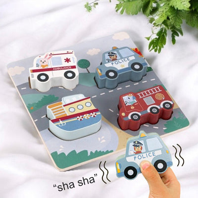 Wooden Traffic Sound Puzzle Toddler Cognitive Development